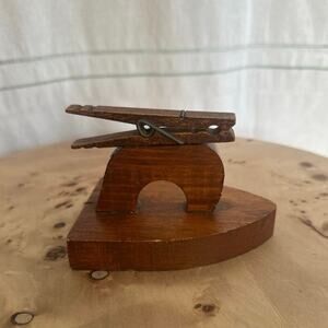 Vintage Wooden Iron with Clothespin | Rustic Primitive Decor